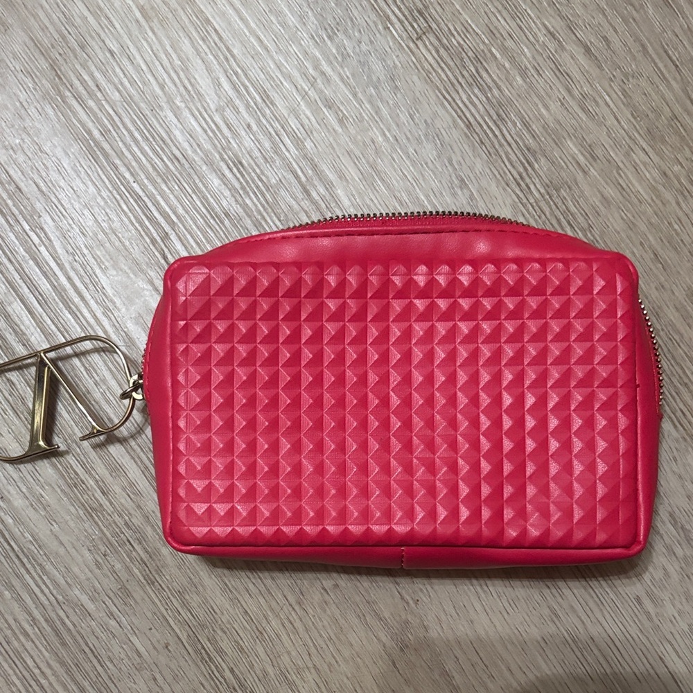 Valentino Hot Pink Quilted Wristlet with Gold Charm
